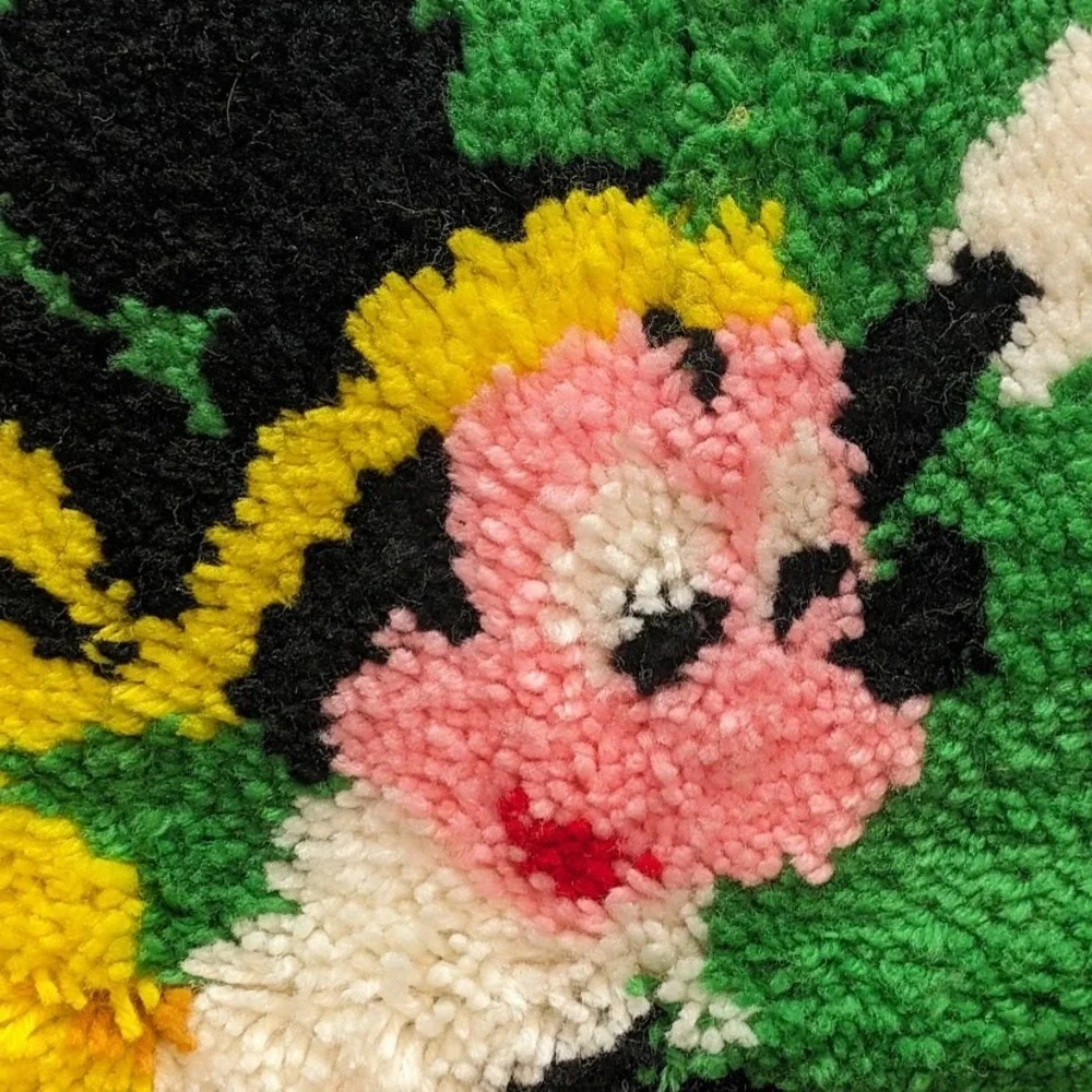 Vintage Walt Disney Mickey Mouse Tennis Latch Hook Rug Wall Hanging Complete